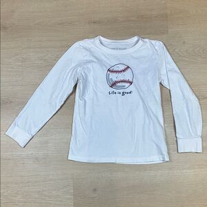 Life Is Good Kids size Large White Crusher Long Sleeve Baseball Tee